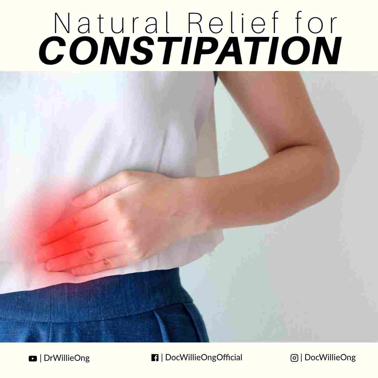 Photo shows woman pressing left side of her stomach